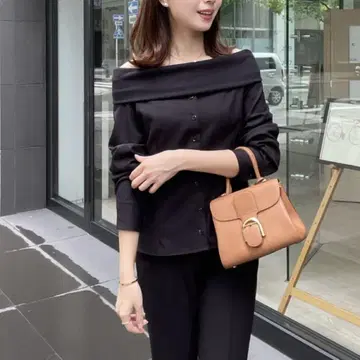 [ 미사용 새상품 ] ENEU 오프숄더 셔츠 블라우스 블랙