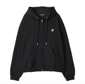 WOOALONG 지퍼 후드티 블랙