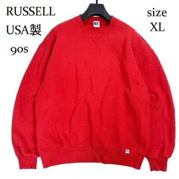 90s 러셀 USA제 무지 맨투맨 트레이닝복 레드 XL