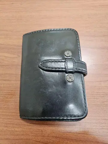 FUNNY 천연 가죽 블랙 접이식 지갑