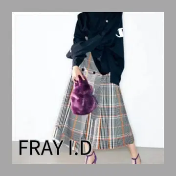 [새상품급] FRAY I.D 체크 트렌치 플리츠 스커트 베이지 0