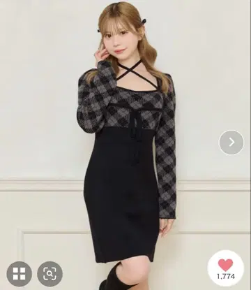 아프레 주르 apres jour 크로스 리본 니트 미니 원피스