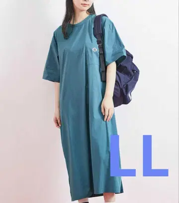 [ 펠리시모 ] 터콰이즈 반팔 롱 원피스 포켓 부착