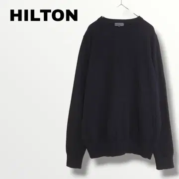 [ HILTON ] 울 캐시미어 긴팔 니트 스웨터 M 블랙 크루넥