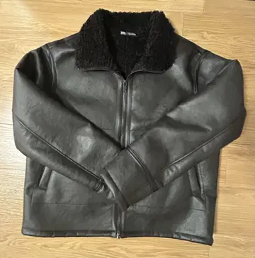 ZARA 보아 더블 페이스 페이크 가죽 자켓