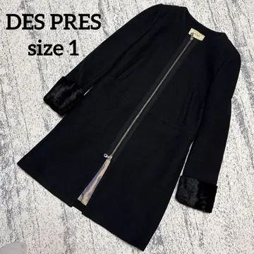 [데프레] 울 소매 에코 퍼 노카라 코트 투모로우랜드 S 블랙 고급