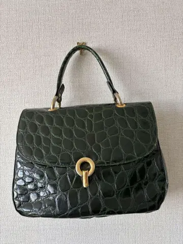 Elegaoce 그린색 고급 크로커다일 여성용 핸드백
