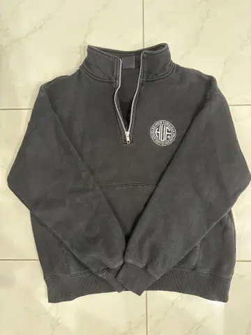 HUF 하프 지퍼 맨투맨 S 블랙