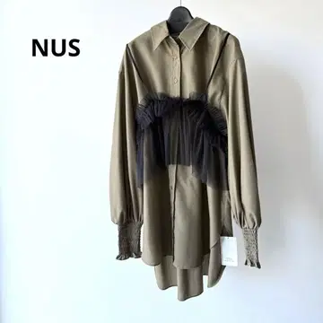 새상품 NUS(CLOCHE) 튤 장식 셔링 셔츠