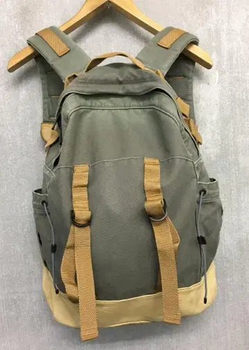 논네이티브 밑면 가죽 백팩 백팩 카키 캔버스