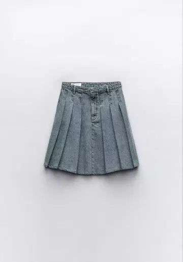 ZARA 데님 그레이 플리츠 스커트 무릎 기장
