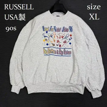 90s 러셀 USA제 양면 프린트 맨투맨 트레이닝복 그레이 XL