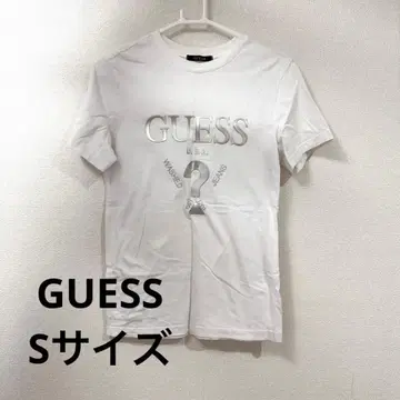 GUESS 화이트 T셔츠 실버 로고 여성용 S