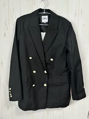 [ 미사용 새상품 택 포함 ] ZARA 골드 버튼 블랙 테일러드 자켓 M