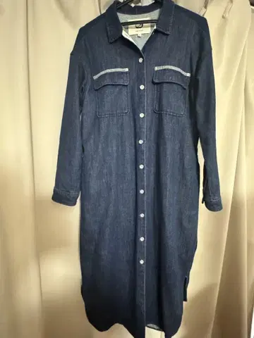 오니기리 데님 셔츠 원피스 긴팔