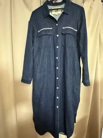 오니기리 데님 셔츠 원피스 긴팔