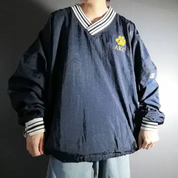 90s Champion 나일론 풀오버 자켓 자수 네이비 L
