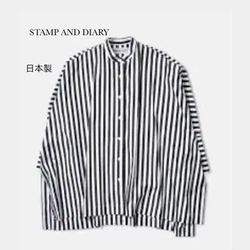 STAMP AND DIARY 코튼 스트라이프 빅 셔츠
