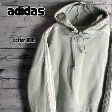 y2k 아디다스 후드 맨투맨 트레포일 로고 자수 크롭 기장 민트 컬러