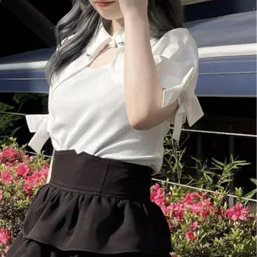PARK East 파크이스트 화이트 카라 골지 tops 화이트