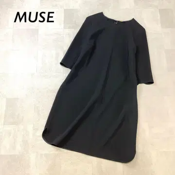 MUSE 심플 플레인 원피스 오부 소매 블랙