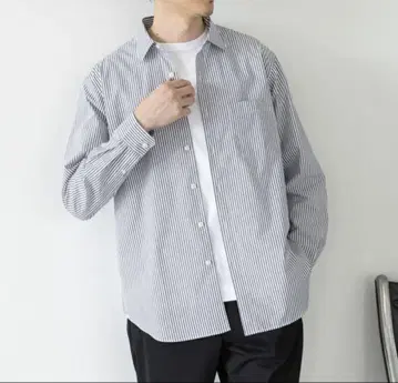 글로벌 워크 이지케어 브로드 셔츠 블루 스트라이프 S