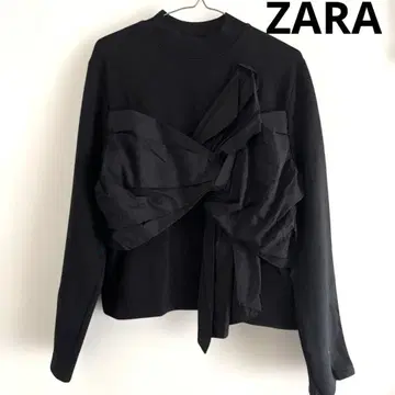 ZARA 블랙 랩 스타일 리본 긴팔 상의