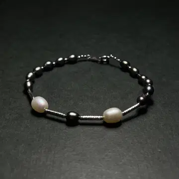 블랙 펄 진주 콤비 블레스 고급 실버 925 바로크