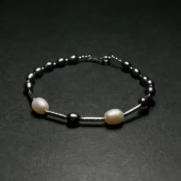 블랙 펄 진주 콤비 블레스 고급 실버 925 바로크