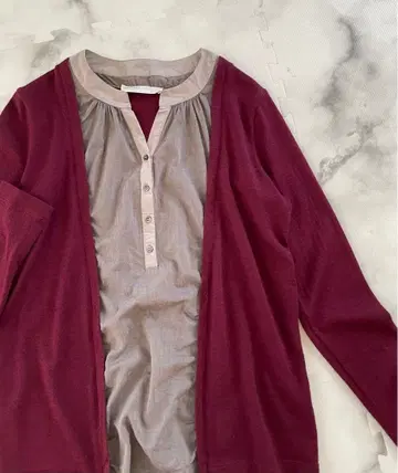 [ 파비아나 필리피 ] 보르도 색상의 페이크 레이어드 니트 이탈리아제