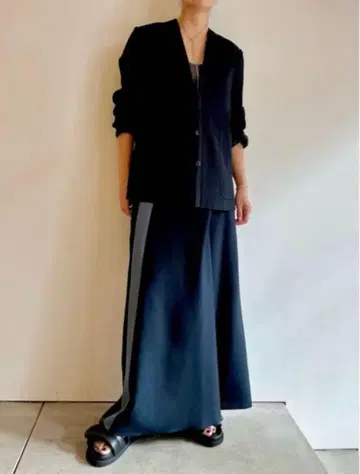 새상품급 BACCA 레이온 컬러 라인 랩 롱 스커트