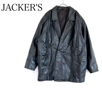 JACKER'S 새상품급 가죽 자켓 소가죽 천연 가죽 더블 브레스트 오버