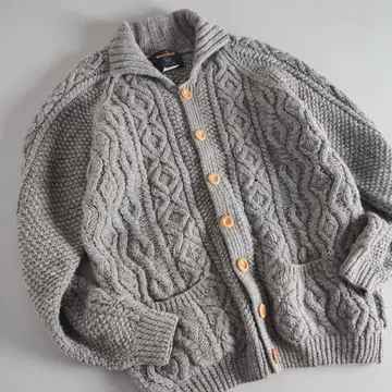 울 리치 아란 니트 가디건 두툼 그레이 새상품급