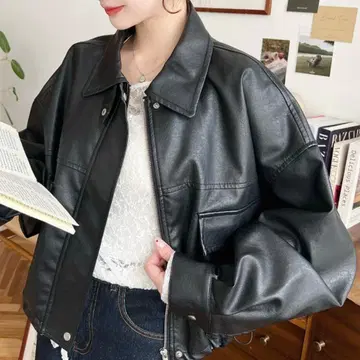[거의 미사용] 2WAY 숏 기장 페이크 가죽 자켓