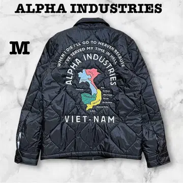 ALPHA INDUSTRIES 베트남 수베니어 퀼팅 자켓 M 블랙
