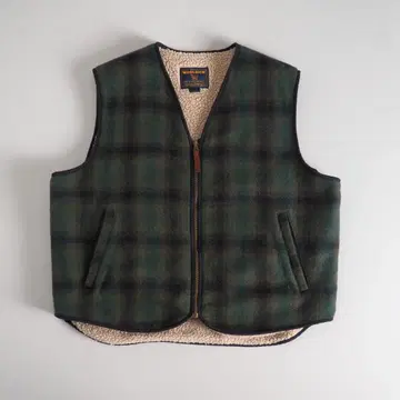 울리치 베스트 보아 안감 체크 무늬 그린 새상품급