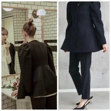 완판템 미사용 em. 엠도트 페플럼 자켓 블랙 계열 노카라