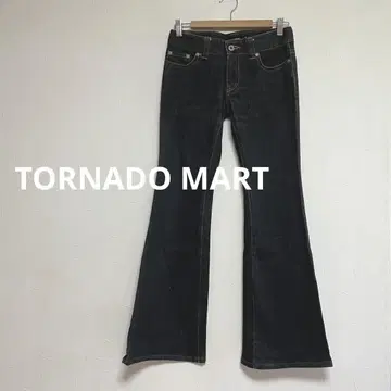 토네이도 마트 플레어 블랙 데님 팬츠 글리터 부츠컷 M