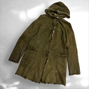 HIROKI 퍼 무스탕 코트 가죽 패션 올리브 카키 M ( B2