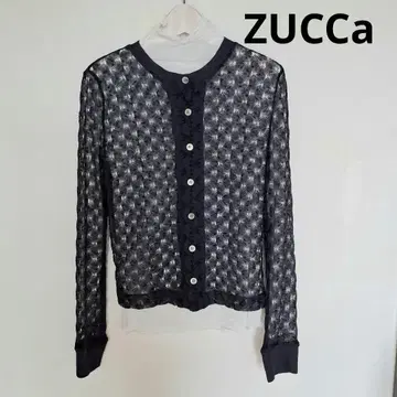 ZUCCa 레이스 비침 가디건 긴팔 퍼플 블랙
