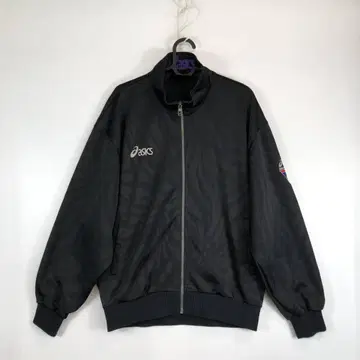 90s 아식스 트랙 자켓 저지 블랙 O 사이즈