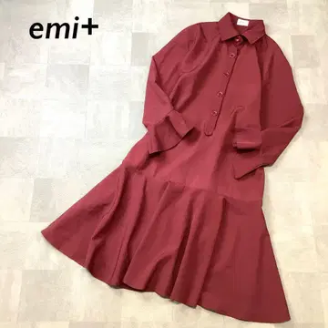 emi + 밑단 플레어 디자인 셔츠 원피스 보르도