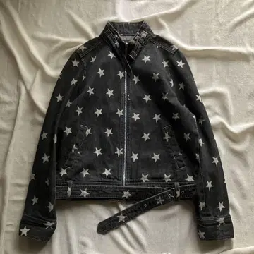 구제 의류 블랙 데님 라이더 별 패턴 00s y2k vintage