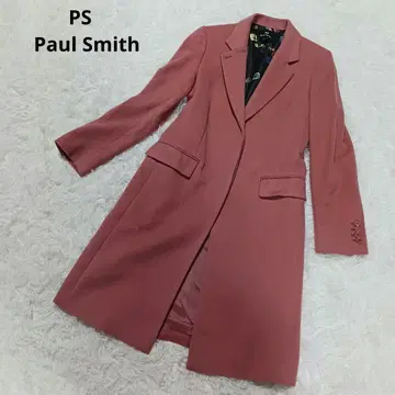 새상품급 Paul Smith 롱 코트 캐시미어 혼방 울 더스티 핑크 M
