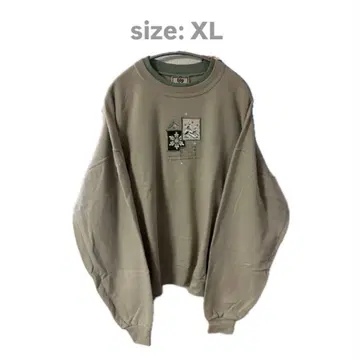 탑 스티치 베이지 자수 트레이닝복 XL