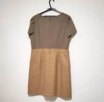 KUMIKYOKU 브라운 무릎 기장 반팔 원피스