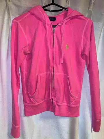 랄프 로렌 폴로 핑크 자수 후드티