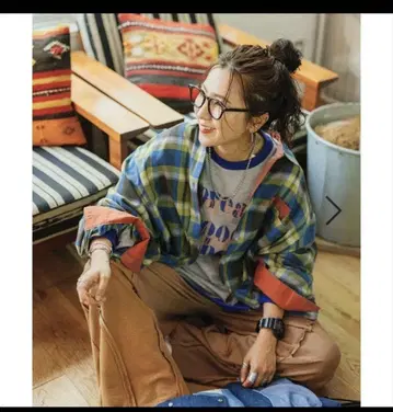 be with M Misayo 컬러풀 체크 셔츠