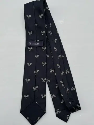 BREUER 브로이어 네이비 테니스 라켓 패턴 실크 넥타이