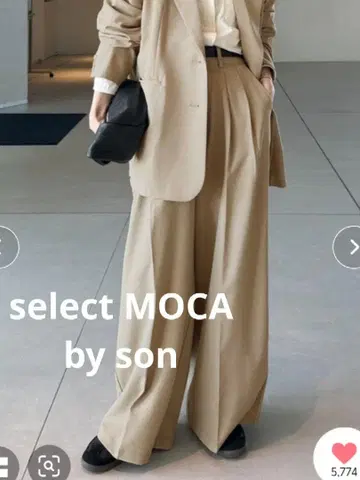 select MOCA by son 센터 프레스 턱 와이드 슬랙스